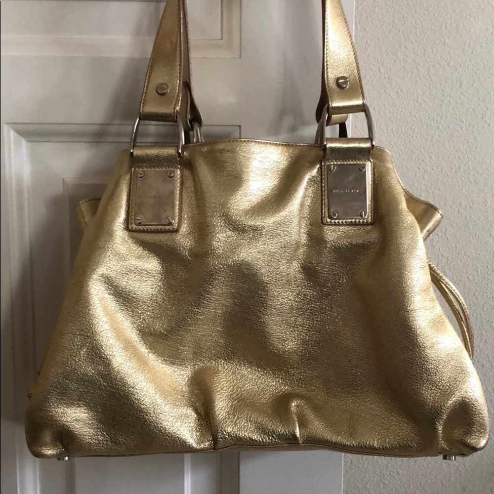 Michael Kors Gold Leather Satchel made in Italy
